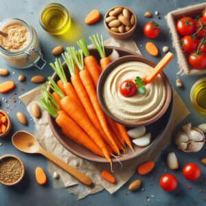 Carrot sticks paired with hummus